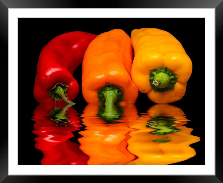 Peppers Red Yellow Orange Framed Mounted Print by David French