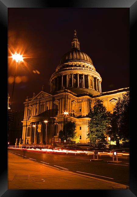 St Pauls Cathedral  at night Framed Print by David French