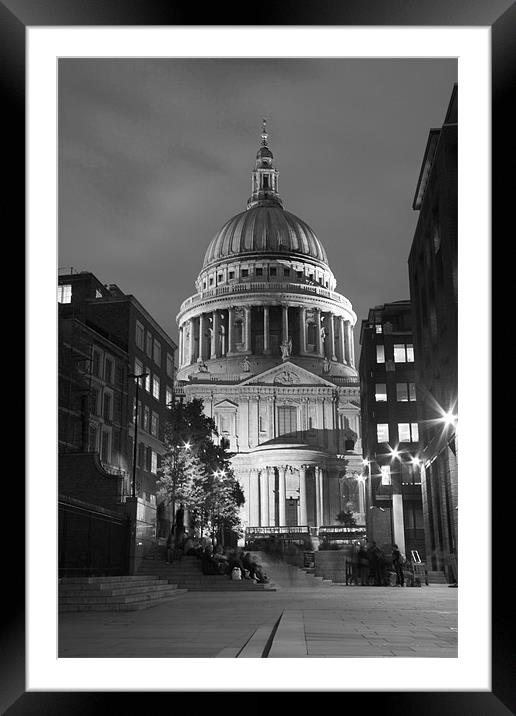 St Pauls Cathedral at London Attractions BW Framed Mounted Print by David French
