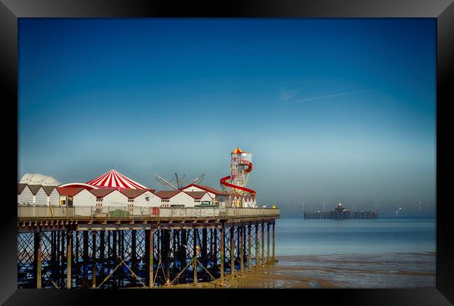 Herne Bay old and new pier Kent  Framed Print by David French