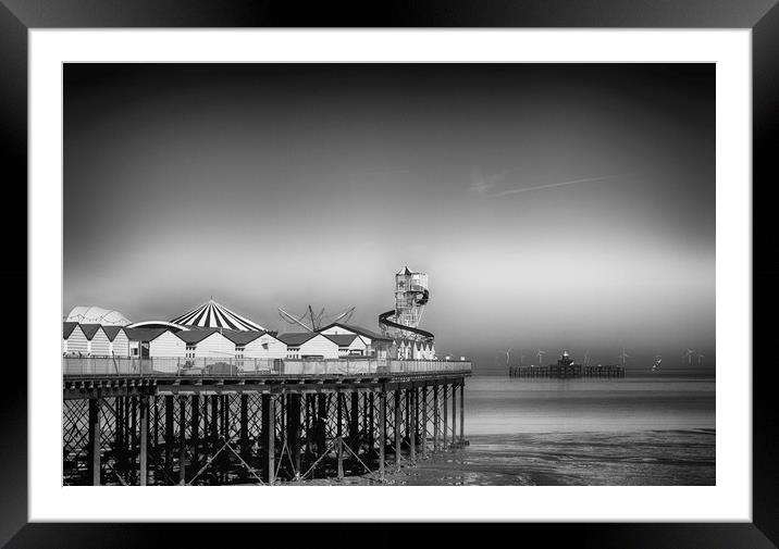 Herne Bay old and new pier Kent  Framed Mounted Print by David French