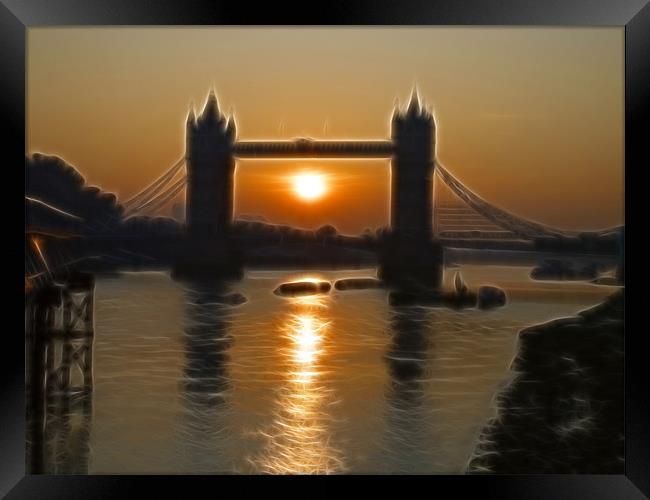 Sunrise Tower Bridge London Fractals Framed Print by David French