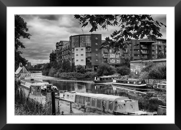 Canal Boats River Lea Framed Mounted Print by David French