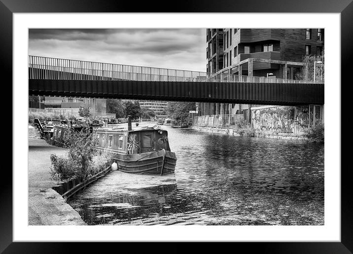 Narrow boats River Lea Framed Mounted Print by David French