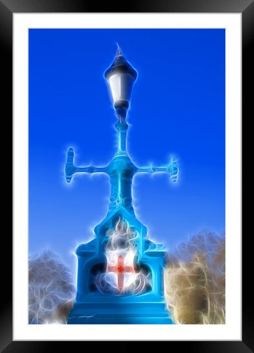 Lamp post St Georges flag Fractals Framed Mounted Print by David French
