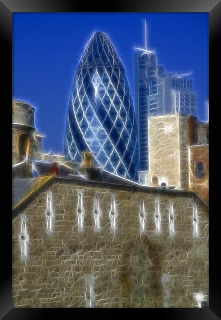 The Gherkin fractals Framed Print by David French