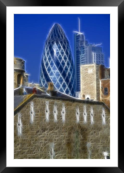 The Gherkin fractals Framed Mounted Print by David French