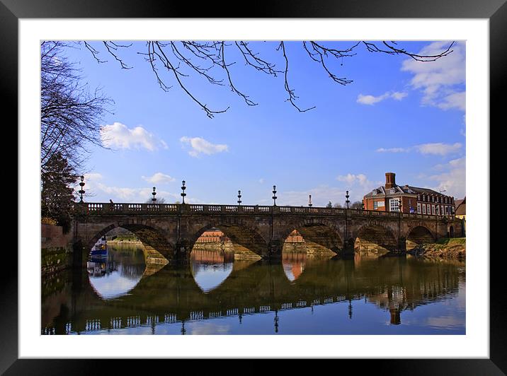 Welsh Bridge Shrewsbury over the river Severn Framed Mounted Print by David French
