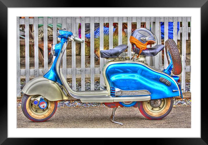 Vespa Scooter HDR Framed Mounted Print by David French