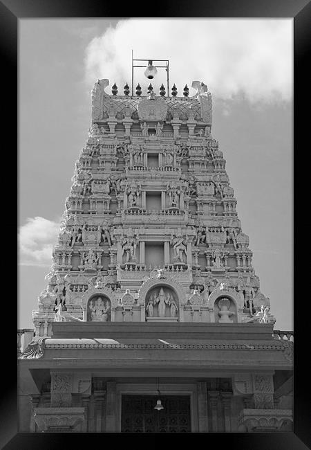London Sri Murugan Temple bw Framed Print by David French