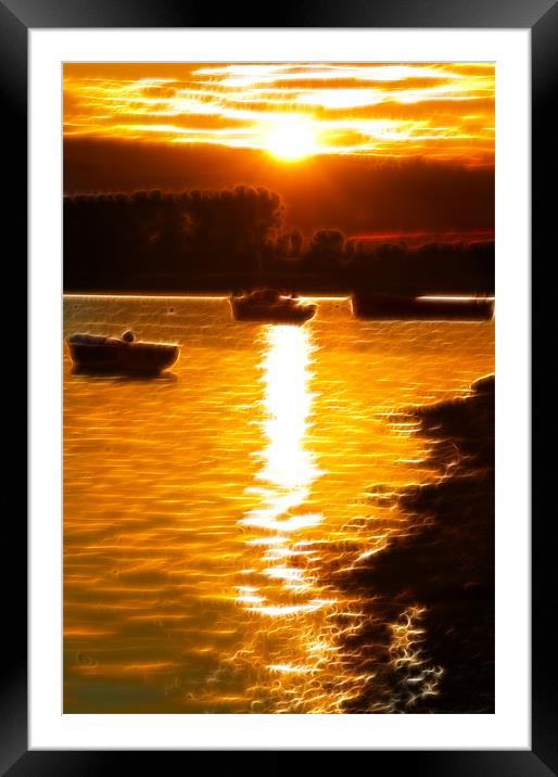 Christchurch Sunset Fractals Framed Mounted Print by David French
