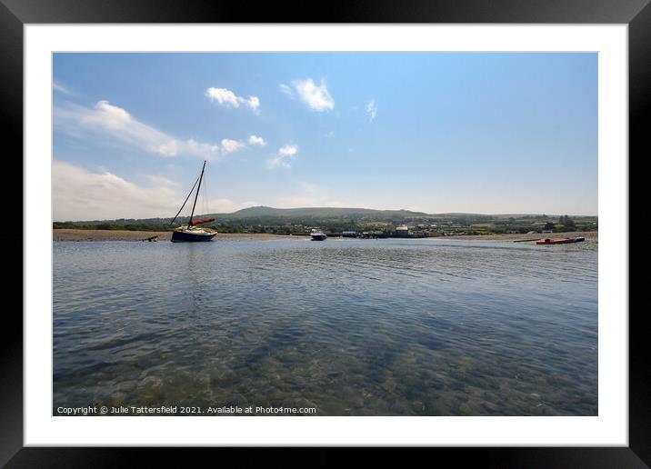 On the beach looking up to Carningli Mountain Framed Mounted Print by Julie Tattersfield