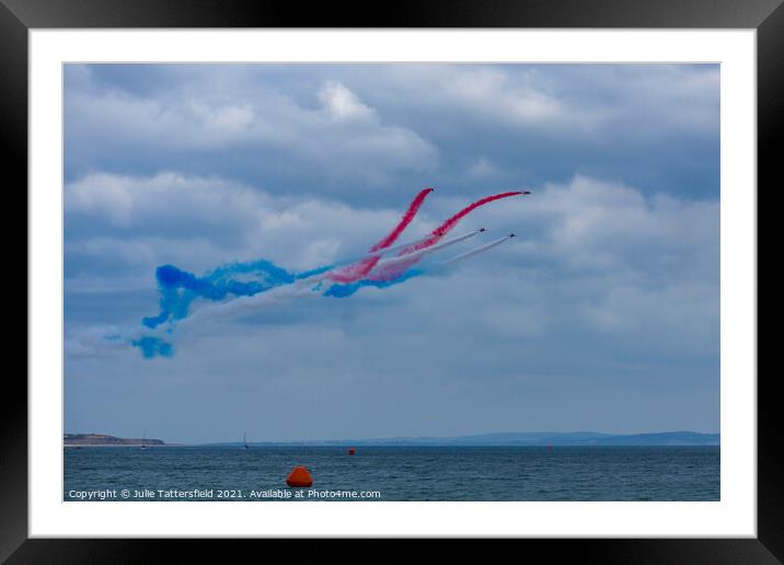 Red Arrows display over Bournemouth sea Framed Mounted Print by Julie Tattersfield