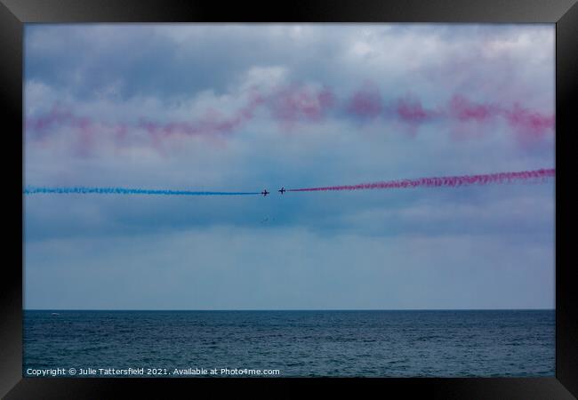 Red Arrows ready for the cross over Framed Print by Julie Tattersfield
