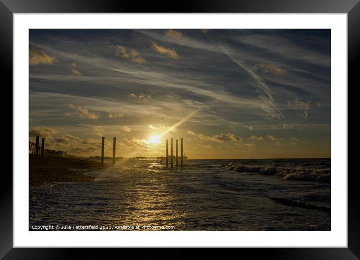 The pier at sunrise Brighton Framed Mounted Print by Julie Tattersfield