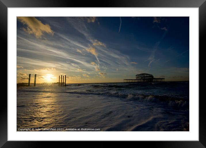 Gentle sunrise at Brighton Framed Mounted Print by Julie Tattersfield