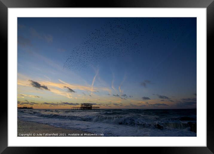 Starling murmation at Brighton pier Framed Mounted Print by Julie Tattersfield