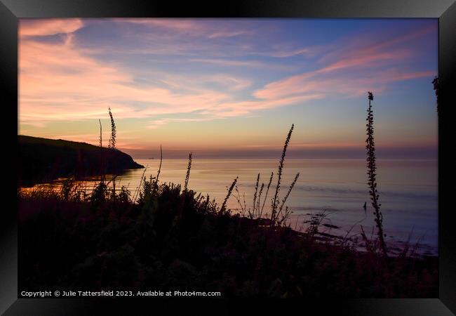 Pembrokeshire coast path sunset Framed Print by Julie Tattersfield