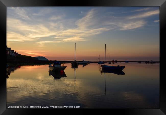 Sailing boat reflections  Framed Print by Julie Tattersfield