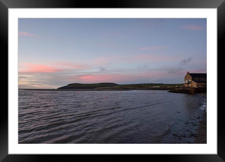 Pink sunset at the Parrog Newport Framed Mounted Print by Julie Tattersfield