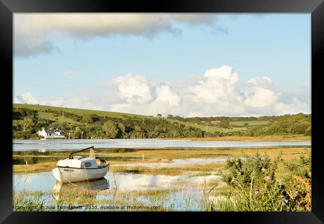 High tide Estuary The Parrog Pembrokeshire Framed Print by Julie Tattersfield