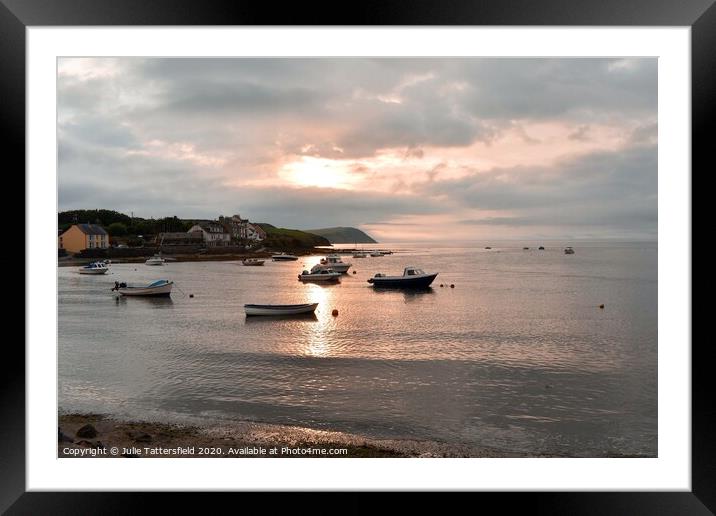 Pembrokeshire warm sunset at the Parrog Framed Mounted Print by Julie Tattersfield