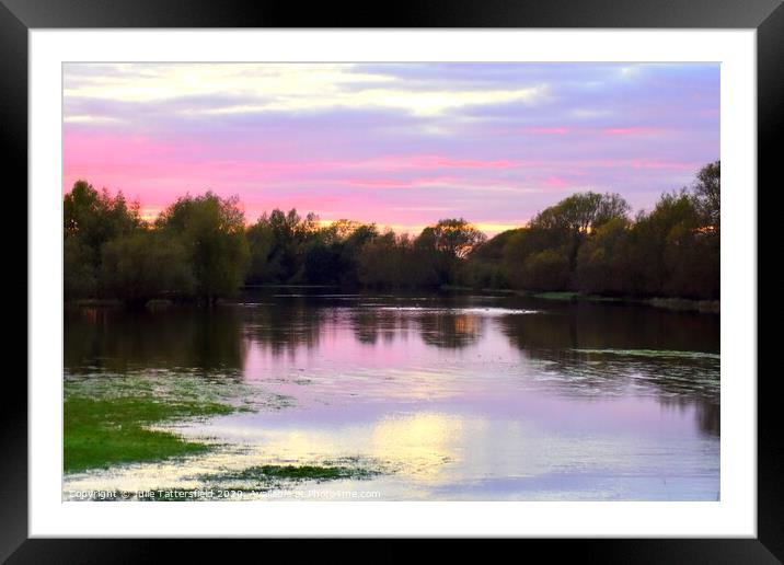 Oxfordshire sunset over the floods Framed Mounted Print by Julie Tattersfield