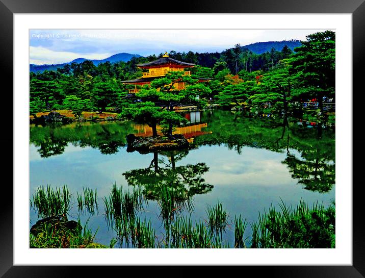 Golden Pavilion Temple. Kyoto, Japan  Framed Mounted Print by Laurence Tobin