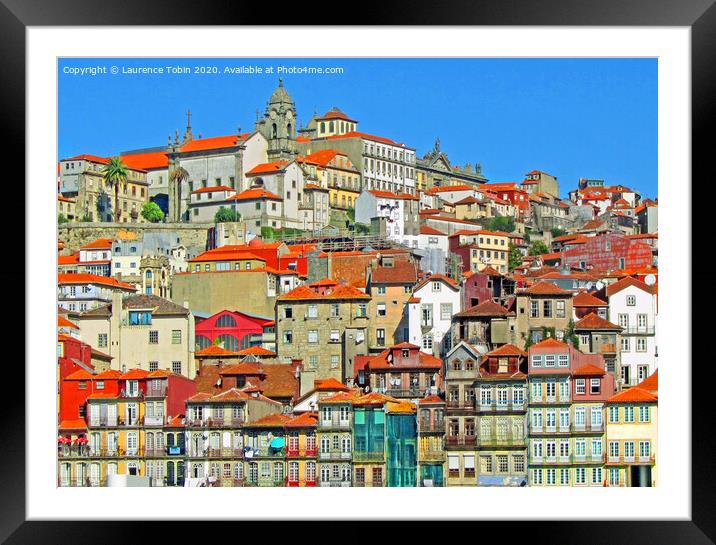 Oporto Houses and Cathedral Framed Mounted Print by Laurence Tobin