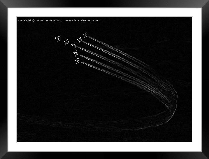 White Aircraft, Black Sky Framed Mounted Print by Laurence Tobin