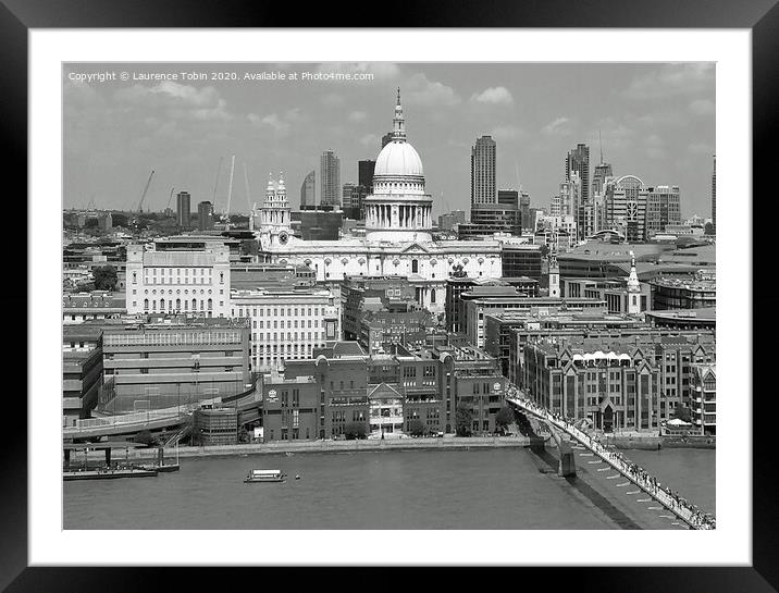 St Pauls Cathedral and City Framed Mounted Print by Laurence Tobin