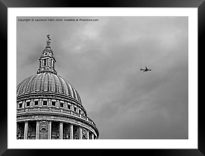 Flight over St Pauls Cathedral Framed Mounted Print by Laurence Tobin