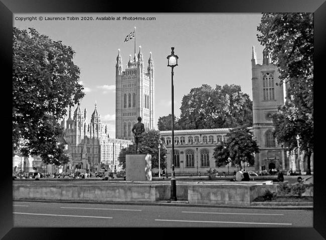 Pariament Square and Parliament, London Framed Print by Laurence Tobin