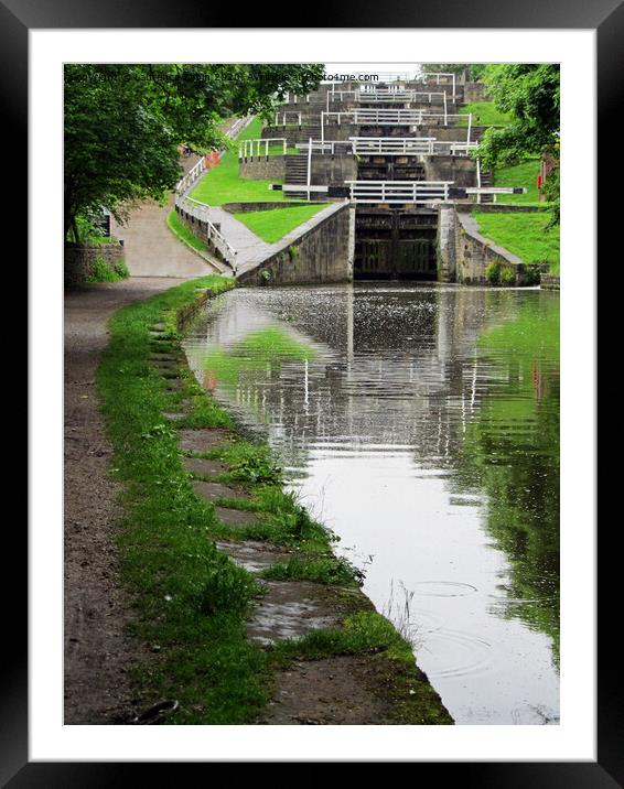 Bingley Five-Rise staircase locks, West Yorkshire Framed Mounted Print by Laurence Tobin