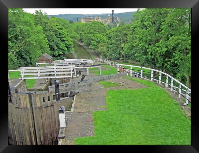 Five-Rise Locks at Bingley, West Yorkshire Framed Print by Laurence Tobin