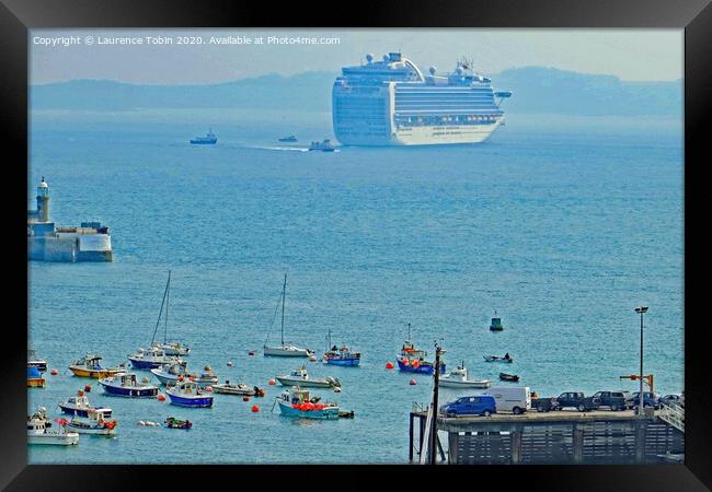 Cruise Liner off Guernsey, Channel Islands Framed Print by Laurence Tobin