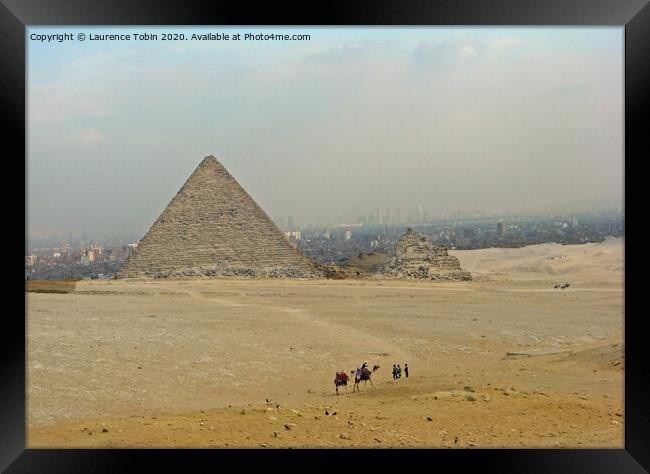 Two Pyramids near Giza, Egypt Framed Print by Laurence Tobin
