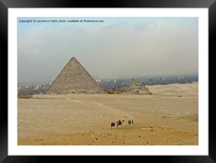 Two Pyramids near Giza, Egypt Framed Mounted Print by Laurence Tobin