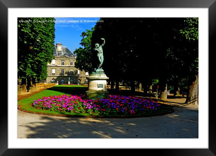 Dancing Satyr Statue, Luxembourg Gardens, Paris Framed Mounted Print by Laurence Tobin