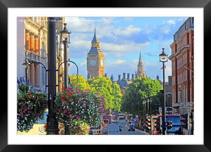 Whitehall and Big Ben, London Framed Mounted Print by Laurence Tobin