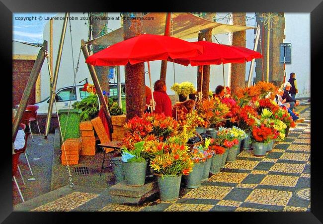 Flower Sellers. Funchal, Madeira Framed Print by Laurence Tobin