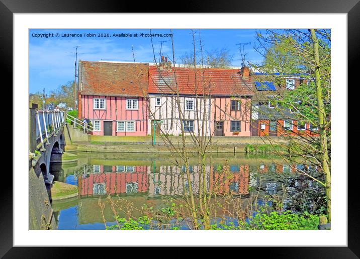 Riverside Cottages. Colchester, Essex Framed Mounted Print by Laurence Tobin