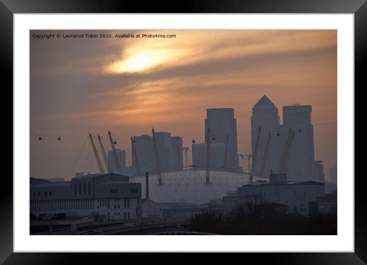 Sunset at Docklands, London Framed Mounted Print by Laurence Tobin