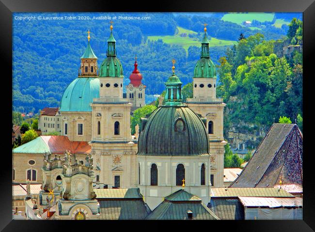 Cathedral and Church Domes. Salzburg, Austria Framed Print by Laurence Tobin