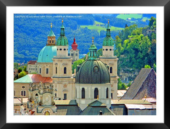 Cathedral and Church Domes. Salzburg, Austria Framed Mounted Print by Laurence Tobin