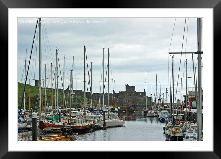 Peel Castle and boats, Isle of Man Framed Mounted Print by Laurence Tobin