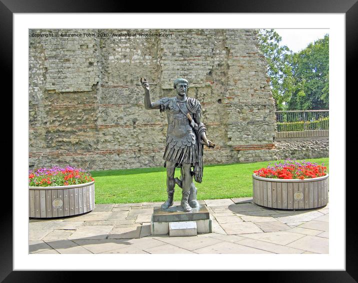 Roman Wall and Trajan. Tower Hill, London Framed Mounted Print by Laurence Tobin