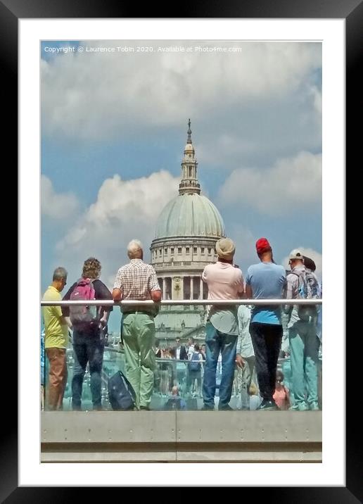 St Pauls Cathedral from The Millennium Bridge Framed Mounted Print by Laurence Tobin
