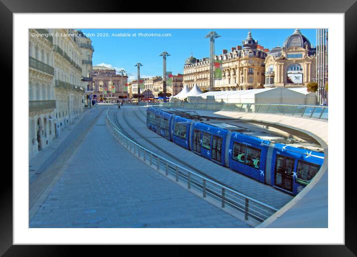 Tramway in Montpellier, France Framed Mounted Print by Laurence Tobin