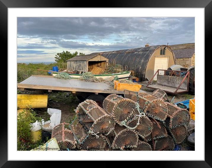Boulmer Lobster Pots Framed Mounted Print by David Thompson